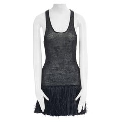 ISABEL MARANT black  Italian yarn strass fringe hula skirt mini dress FR36