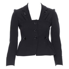 Vintage GUCCI 2007 Schwarzer Blazer aus Baumwolle mit Korsettmuster IT38 XS