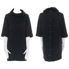 PAUL & JOE black 100% cashmere cowl neck button back mini dress FR38 M