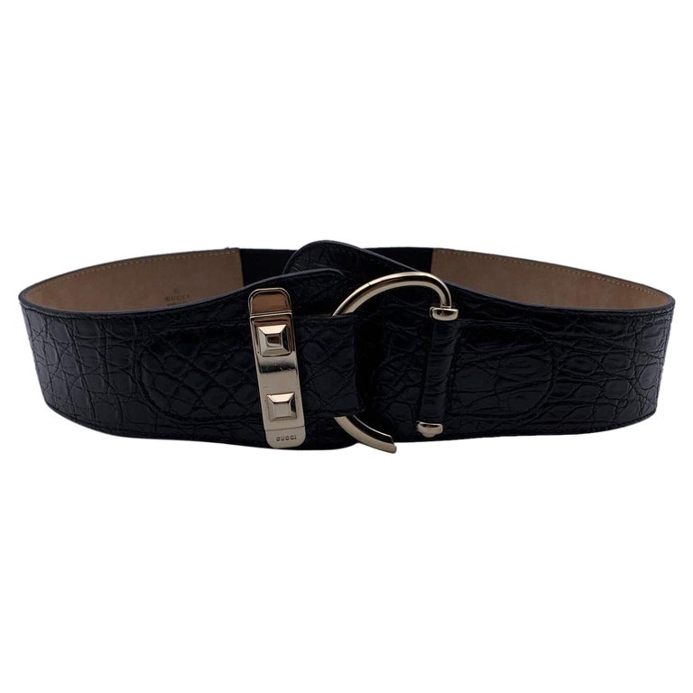 Gucci Black Leather Wide Waist Belt with Studs Size 75/30 For Sale at  1stDibs