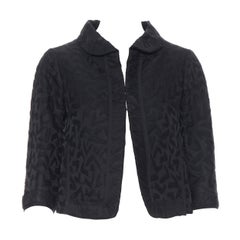 LOUIS VUITTON black cotton geometric pattern jacquard cropped jacket FR36