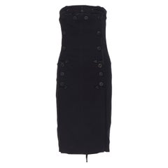 JEAN PAUL GAULTIER 2 black nautical button double breasted strapless dress IT42