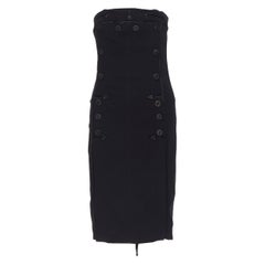 JEAN PAUL GAULTIER 2 abito nero a doppio petto senza spalline con bottoni nautici IT42
