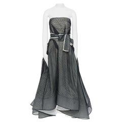 MATICEVSKI black net organza demi-couture a-line evening ballgown drape ruche L