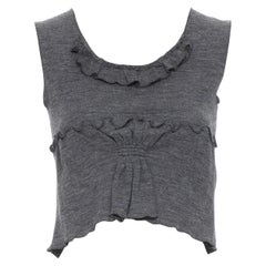 MIU MIU wool cashmere knit lettuce ruffle sleeveless crop vest top S