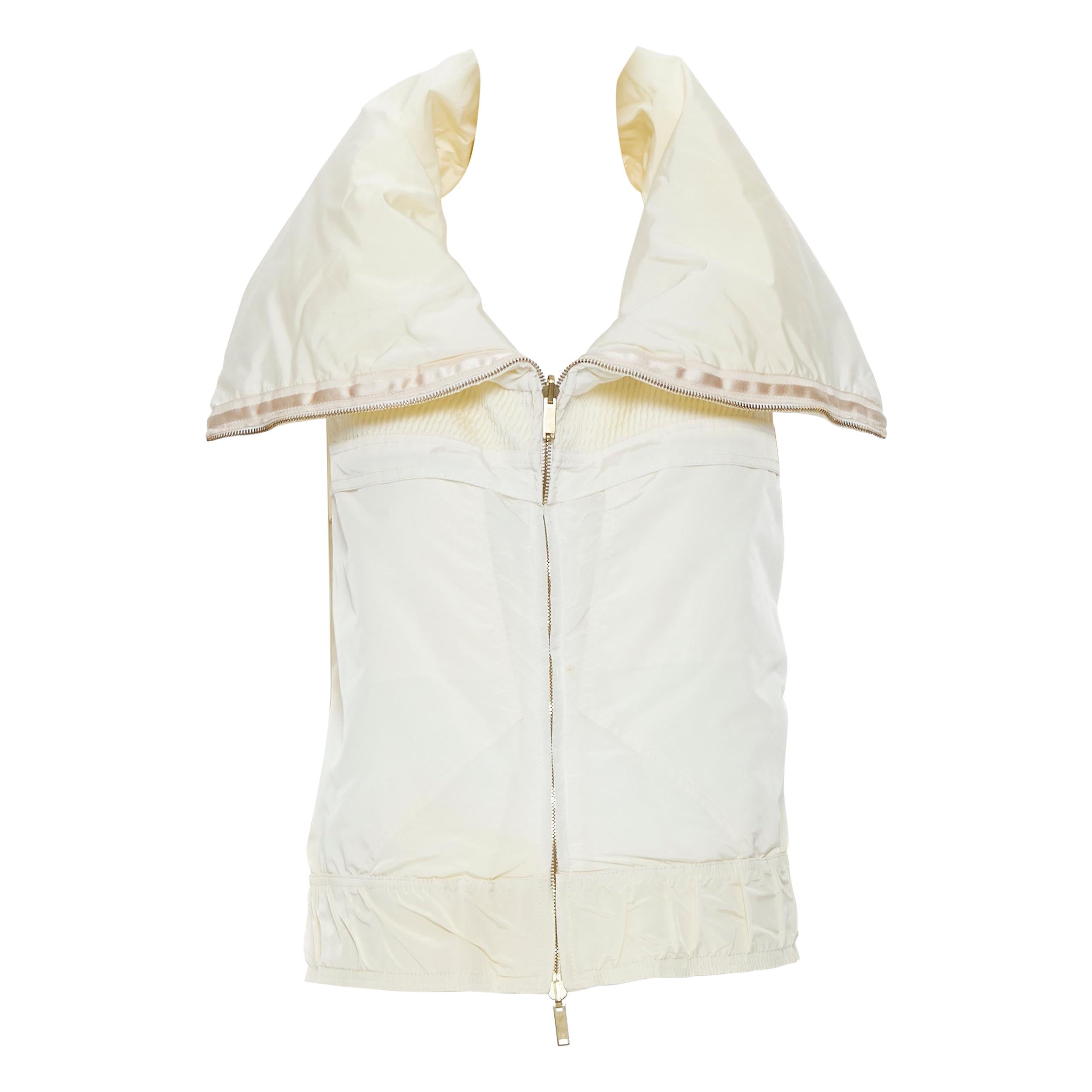 vintage GUCCI 2004 cream white oversized collar zip padded vest jacket IT42 M