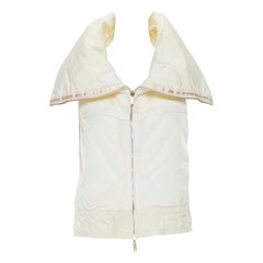 vintage GUCCI 2004 cream white oversized collar zip padded vest jacket IT42 M