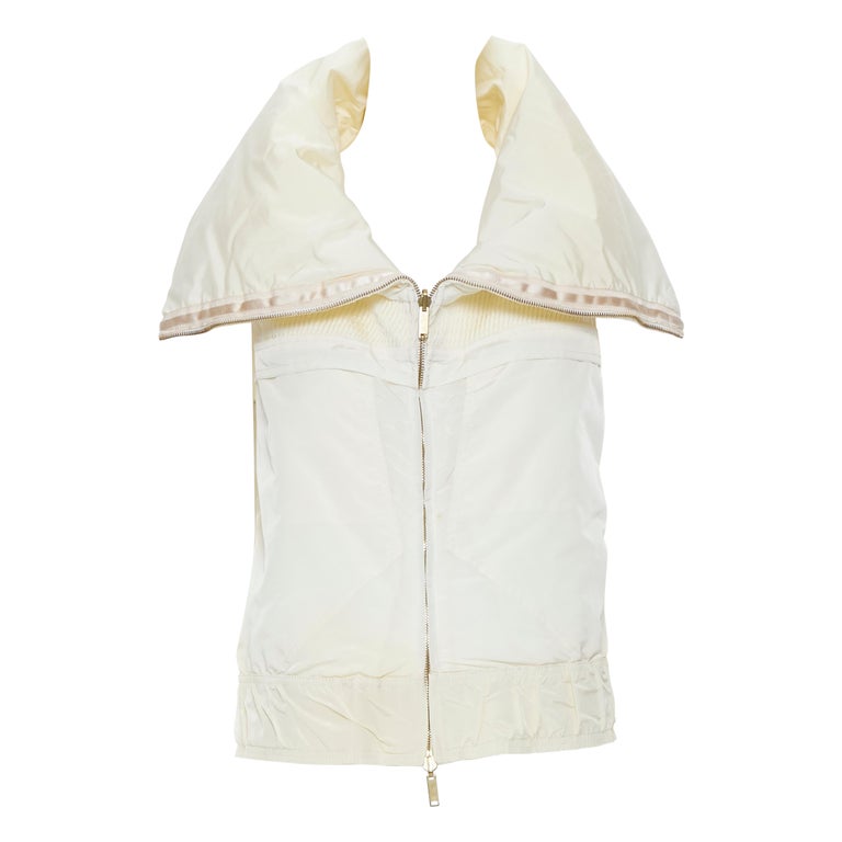 vintage GUCCI 2004 cream white oversized collar zip padded vest jacket ...