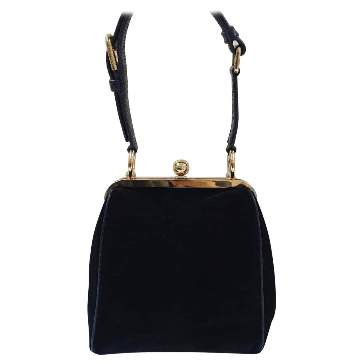 Dolce & Gabbana Black Agata Runway Velvet Python Bag For Sale