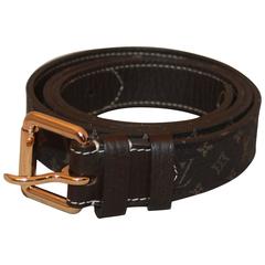 Louis Vuitton Dark Brown Mini Monogram Belt w/ Gold Buckle - 40