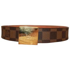 Best Men's Louis Vuitton Belt. Classic Brown Damier Pattern Gold Buckle.  Size 32-36 for sale in Kerrville, Texas for 2023