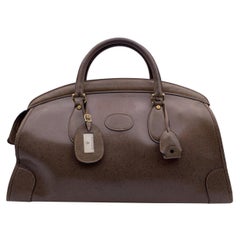 Retro Gucci Brown Leather Weekender Travel Duffle Duffel Bag