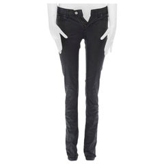 ACNE STUDIOS Low Pleather black coated cotton blend skinny jeans pants 25"