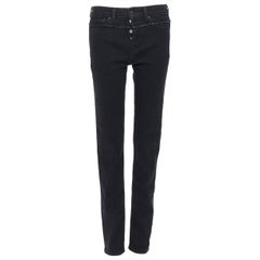 new VETEMENTS LEVI'S AW18 DEMNA black denim deconstructed waist jeans XS