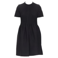 VALENTINO black virgin wool silk pleated flared skirt cocktail dress IT38 XS