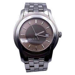 Gucci Silver Stainless Steel Mod 5500 XL Wrist Watch Bicolor Dial