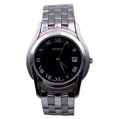 Retro Gucci Stainless Steel Mod 5500 M Unisex Wrist Watch Black