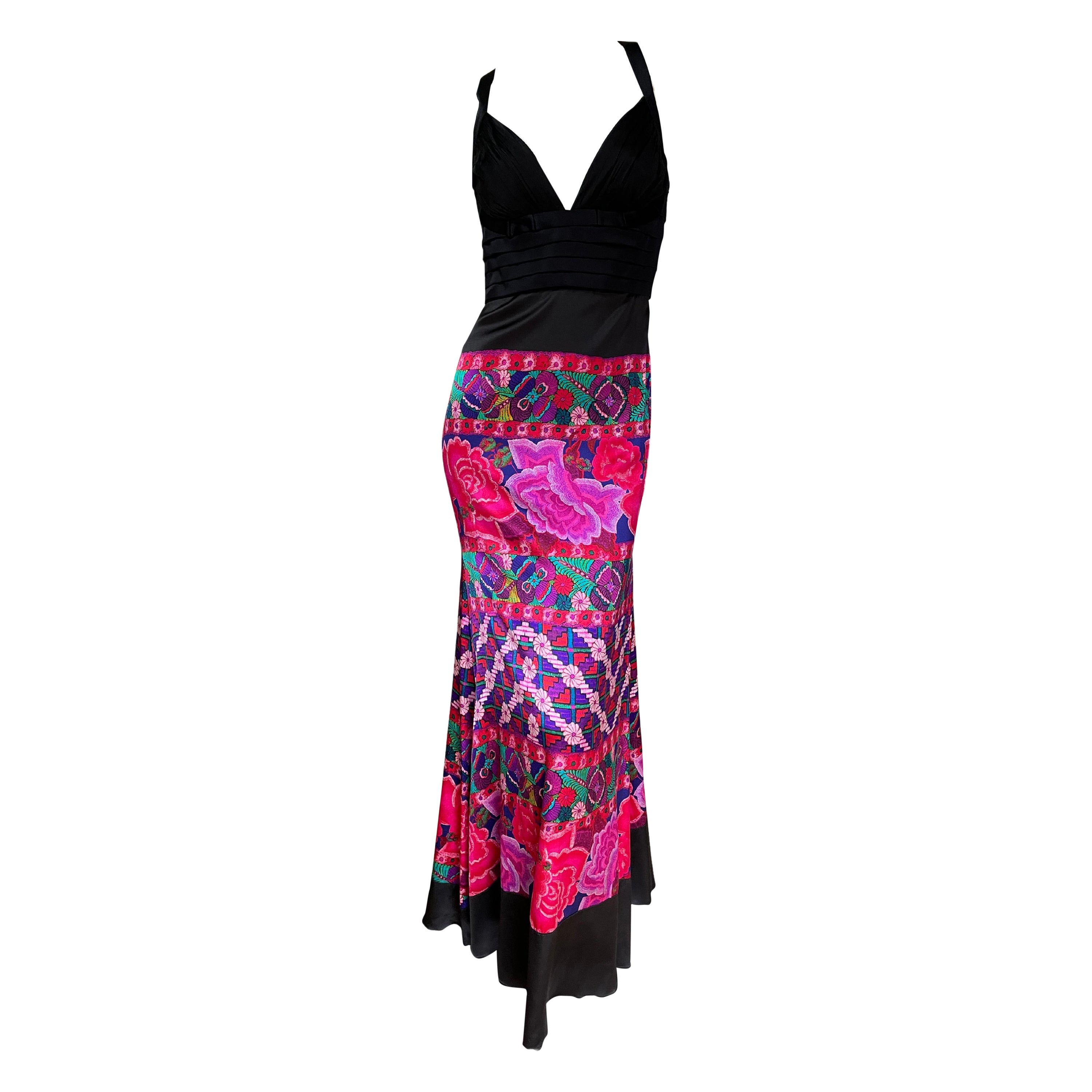 Roberto Cavalli Vintage Folkloric Mexican Pattern Evening Dress For Sale