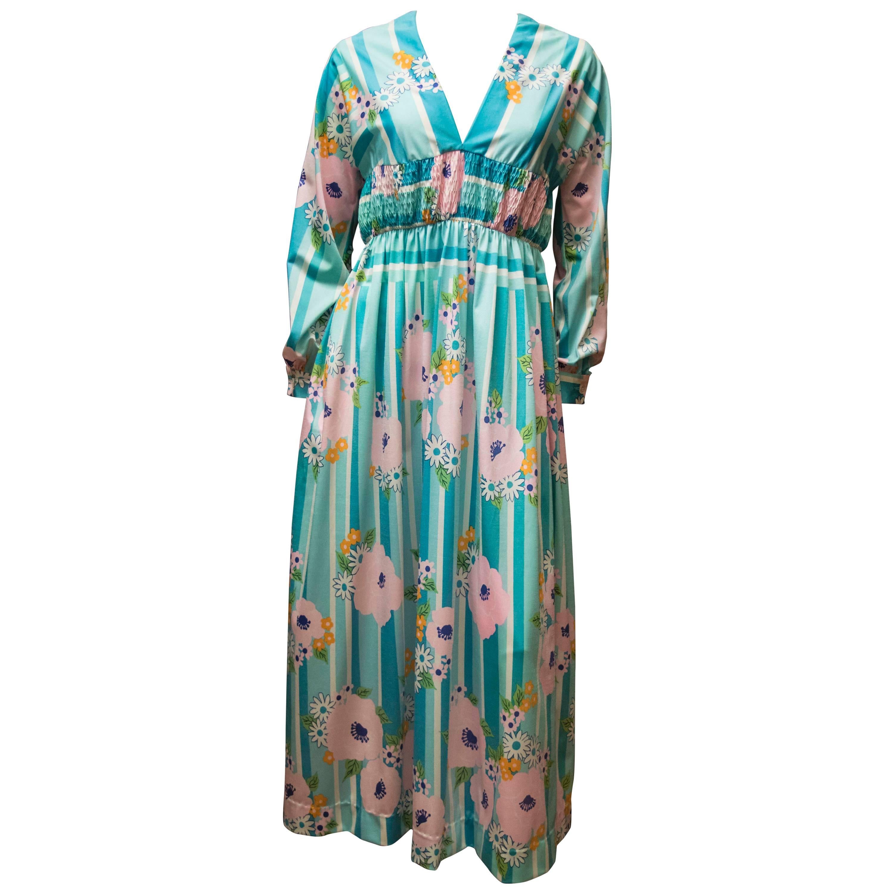 1970s Oscar De La Renta Floral Day Dress