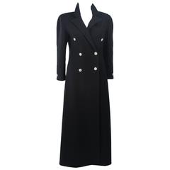 BILL BLASS Black Wool Full Length Coat with Tux Style Trousers Size 6 8 7