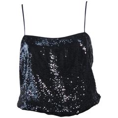 VALENTINO Black Silk Chiffon Sequin Top Size 2-4 8