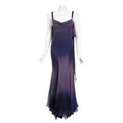 Vintage 2004 Versace Couture Worn by Actress Melanie Griffith Ombré Silk Gown