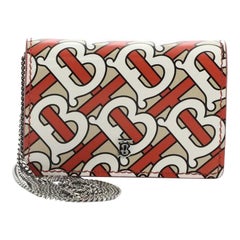 Burberry Jessie Chain Card Case Printed Leather