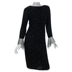 F/W 1999 Vintage Gianni Versace Couture Embellished Black Devore Velvet Dress