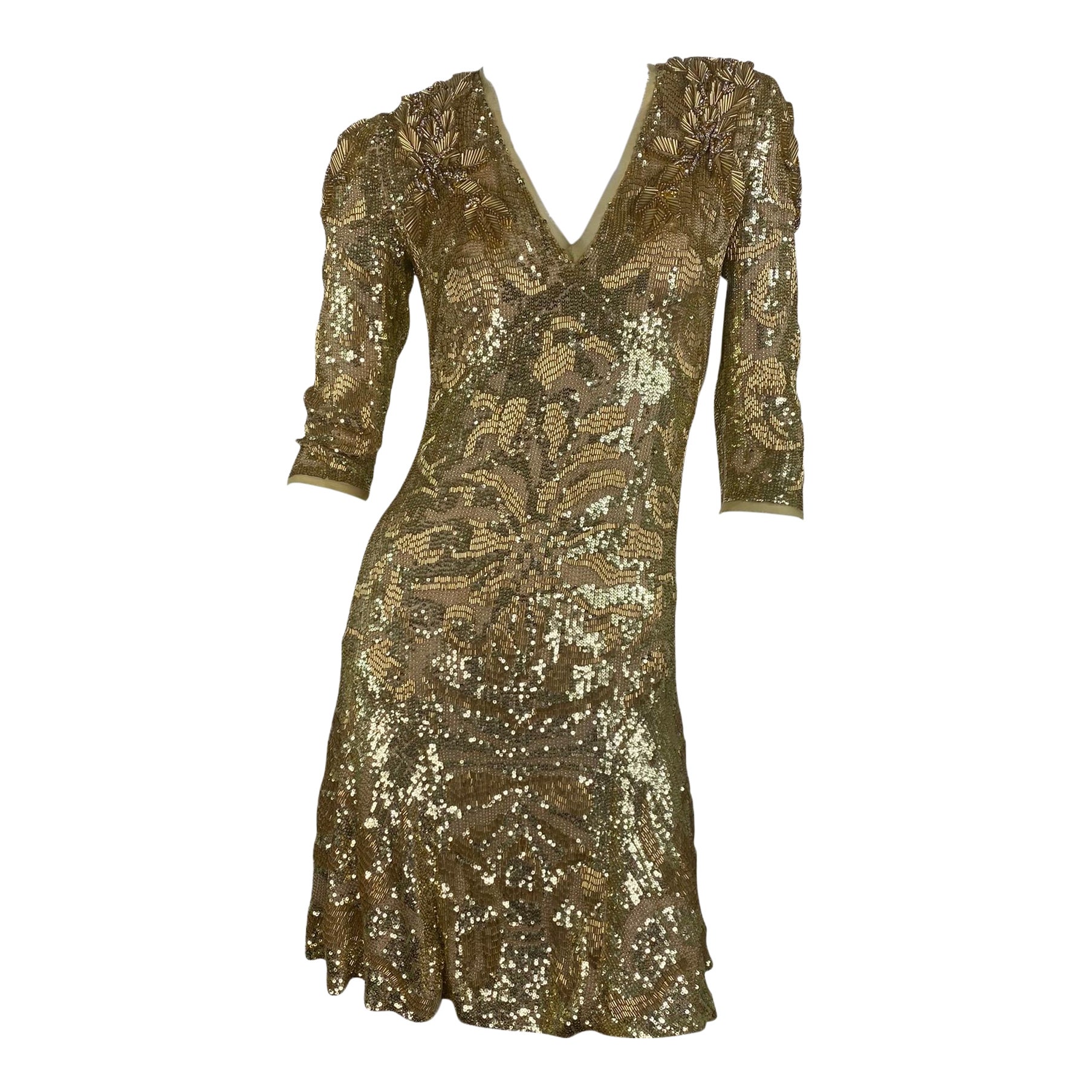Emilio Pucci Embellished Dress in Gold It. 40 - US 4 For Sale