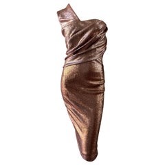 Donna Karan Vintage Metallic Copper Sequin One Shoulder Cocktail Dress NWT $2195