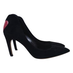 CHRISTIAN DIOR Black Suede Dioramour Heart Pumps