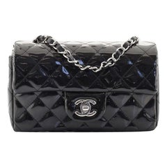 Chanel Classic Single Flap Bag Quilted Striated Metallic Patent Mini