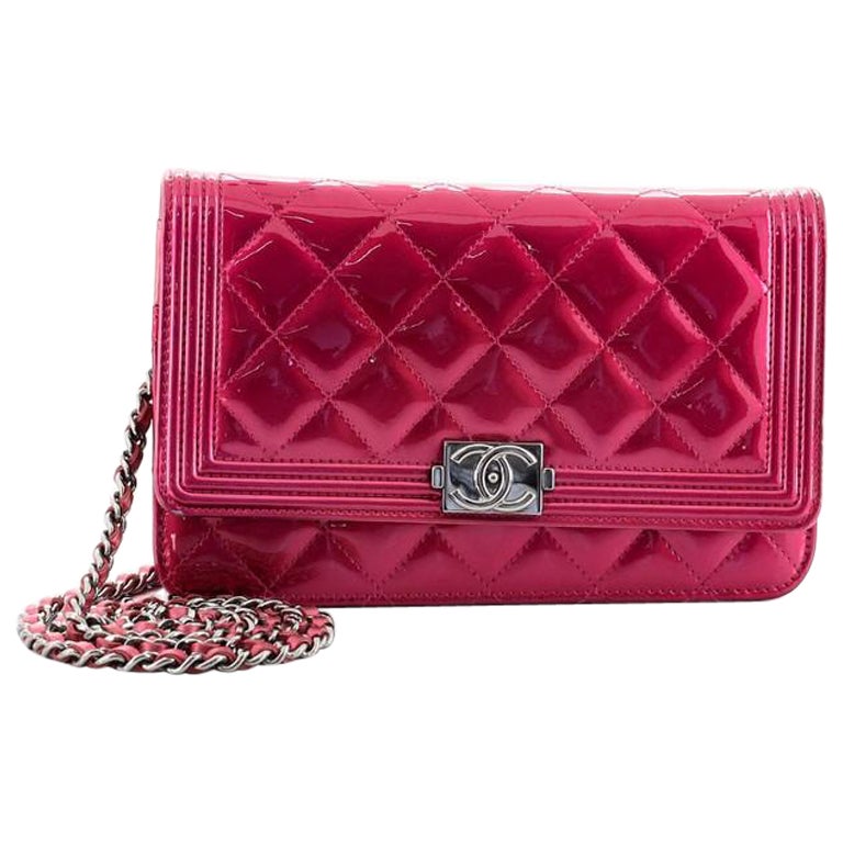 Chanel Boy Wallet on Chain Quilted Patent at 1stDibs