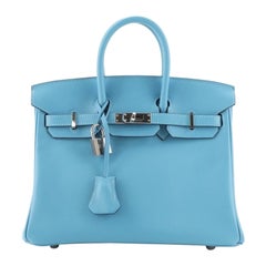 Hermes Birkin Handbag Bleu Du Nord Swift with Palladium Hardware 25