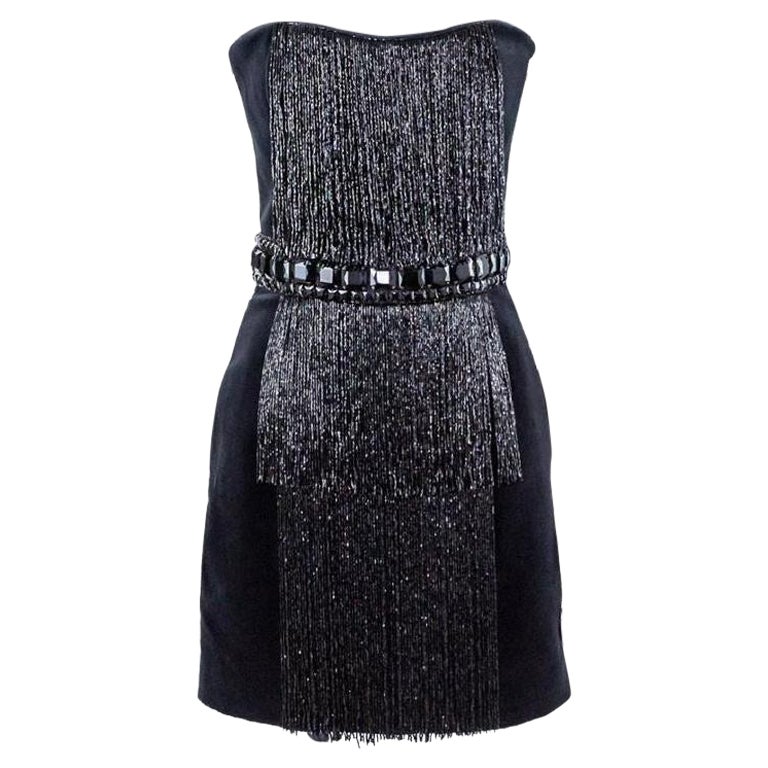 BALMAIN BLACK VELVET and FRINGE MINI 