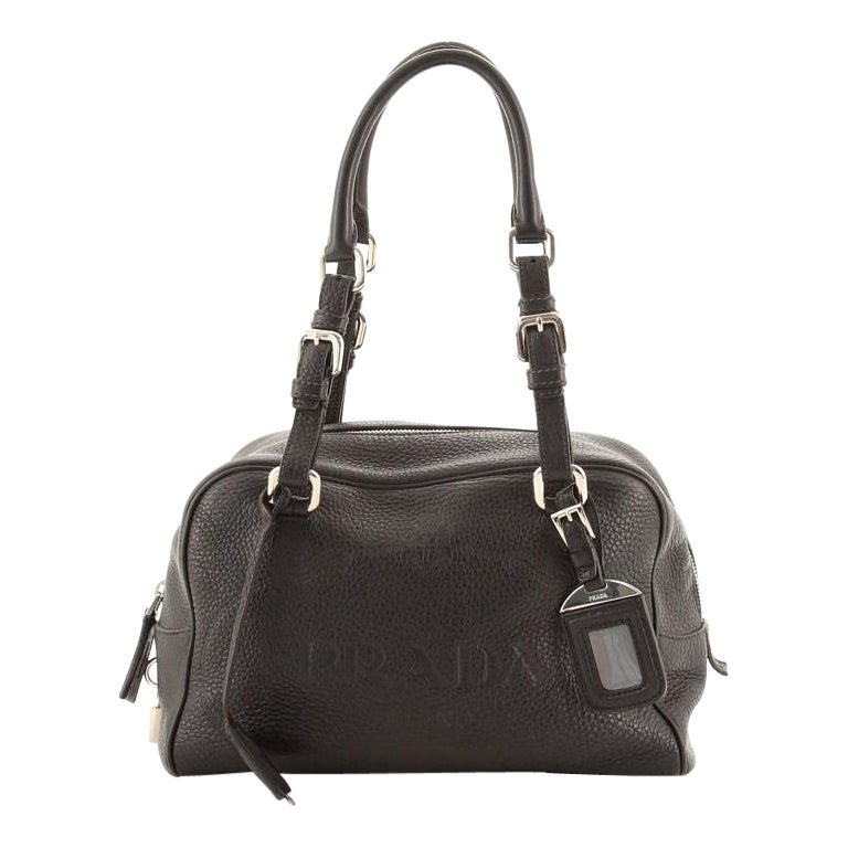 Prada Embossed Logo Bauletto Bag Vitello Daino Medium