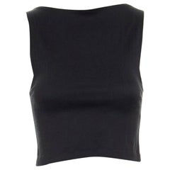 SUNO washed black stretch cotton sleeveless cropped top UK6 XS