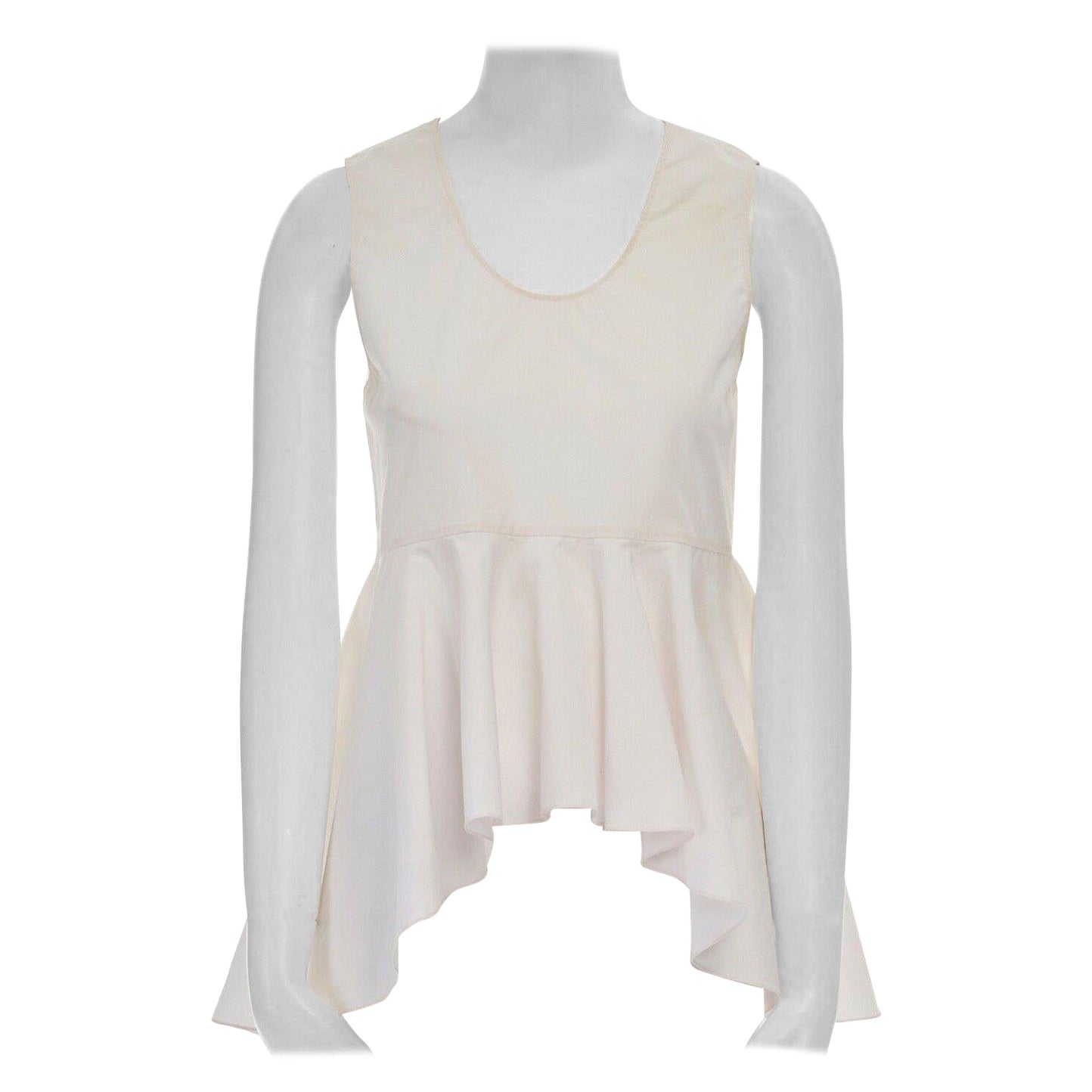 CHLOE light pink cotton ruffle high low hem sleeveless top FR34 XS For Sale  at 1stDibs