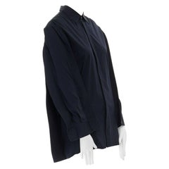 MAISON MARGIELA 2011 navy blue fused cotton stiffen back long sleeve shirt IT38