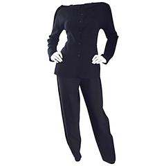 1990s Geoffrey Beene Black Crepe Avant Garde Jacket and Pants Suit Ensemble 8