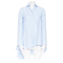 PALMER HARDING 100% cotton light blue white stripe asymmetric insert shirt UK6