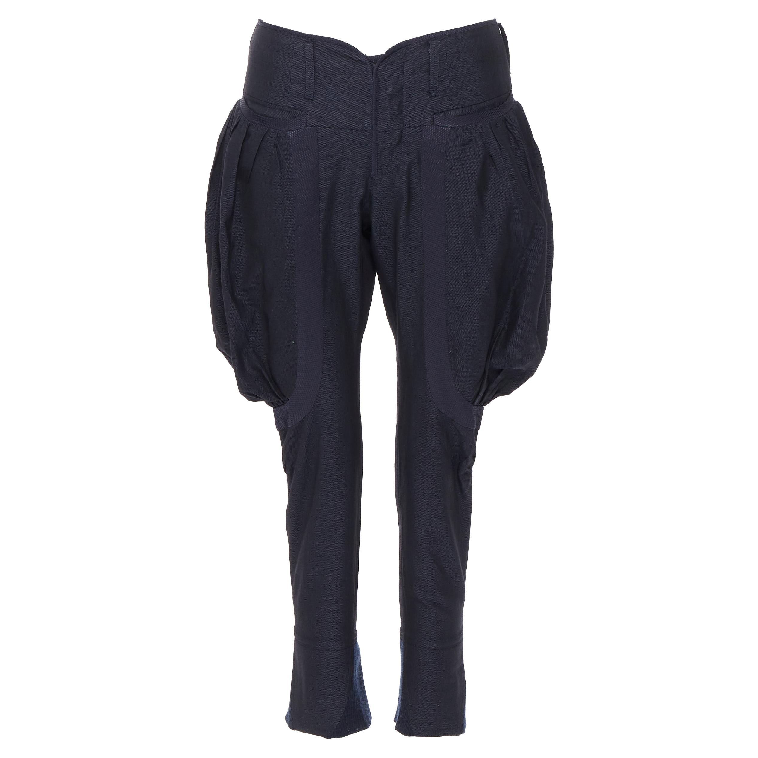UNDERCOVER navy wool silk pleated exaggerated pockets jodphur riding pants M