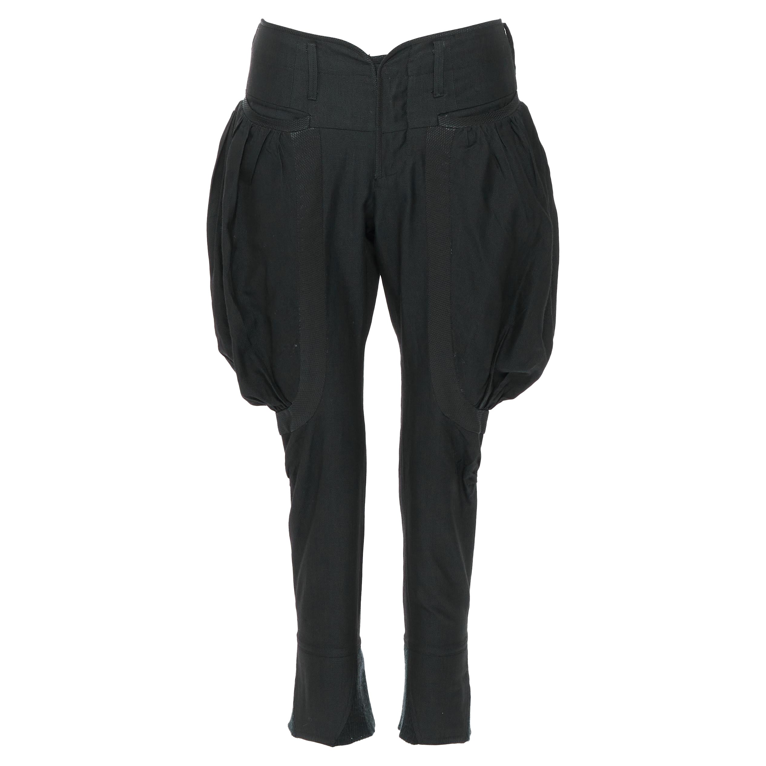 UNDERCOVER black wool silk pleated exaggerated pockets jodphur riding pants M