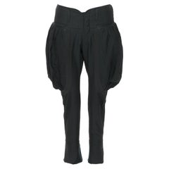 UNDERCOVER Pantalon d'équitation jodphur noir en laine et soie plissé à poches exagérées M