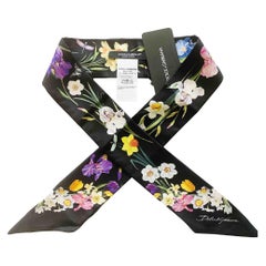 Dolce & Gabbana Floral Print Silk Scarf in Multicolour