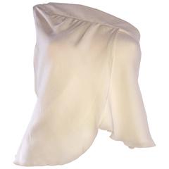 Vintage Girogio Armani 1980s Ivory One Shoulder 80s Silk Cropped Blouse / Top 5