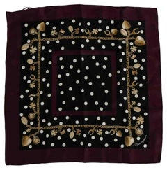 Dolce & Gabbana Silk Handkerchief with Black Chains and Hearts