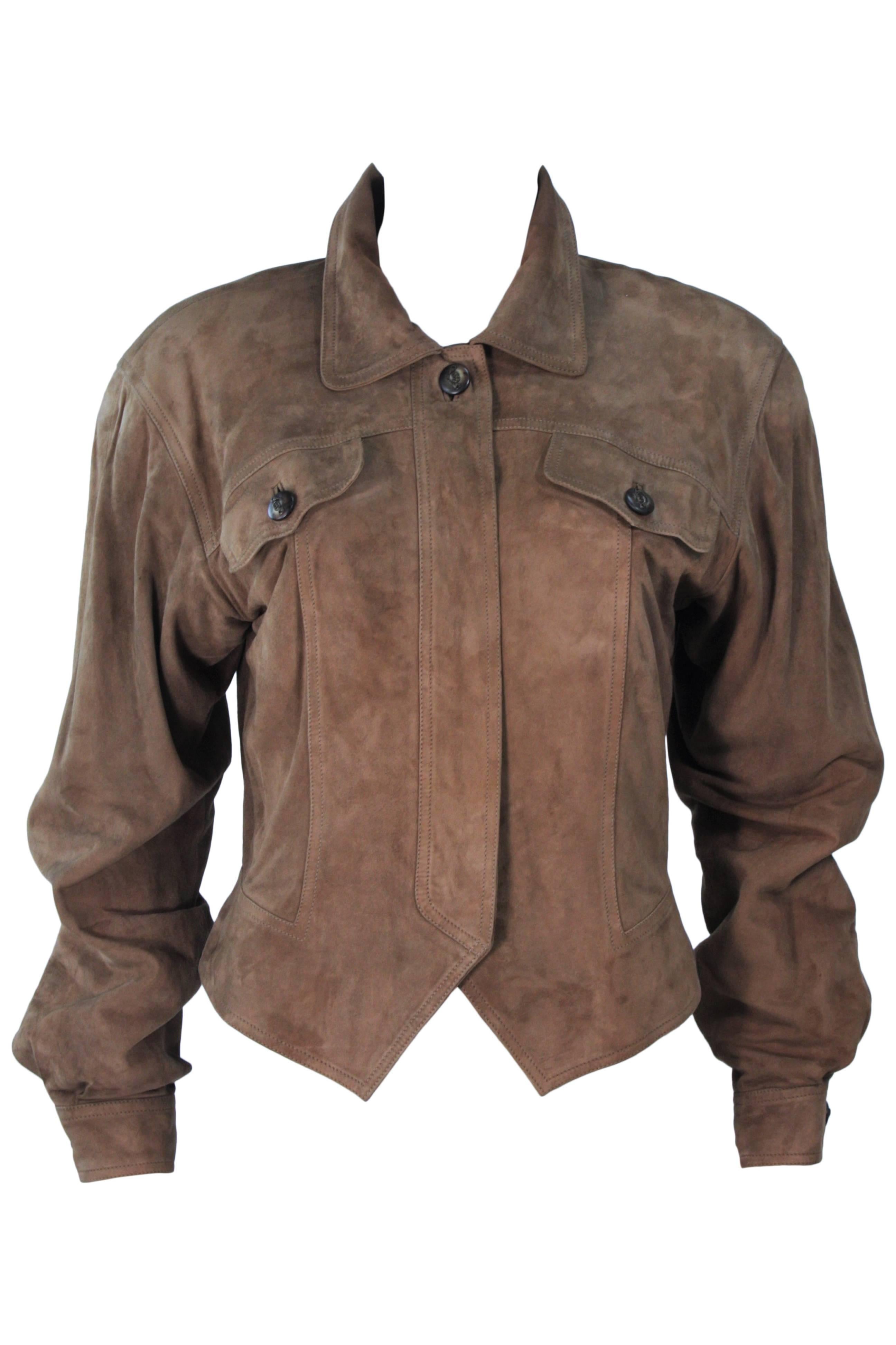 GUCCI Brown Suede Jacket Size For at 1stDibs | gucci suede jacket