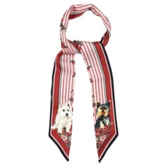 Dolce & Gabbana Dogs & Roses Print Silk Scarf in Multicolour