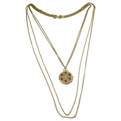 Vintage Signed Goldette Pendant Locket Necklace 1